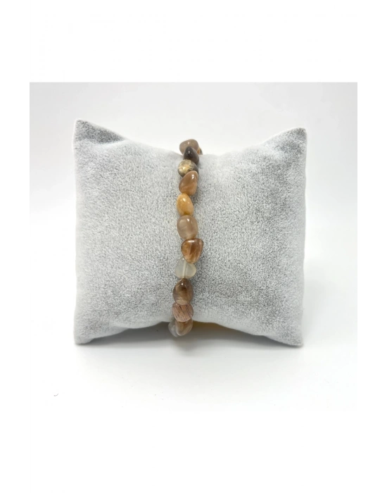 Sertifikalı Güneş Taşı Natural Kesim Makrome Doğal Taş Bileklik Ayarlanabilir Ölçü