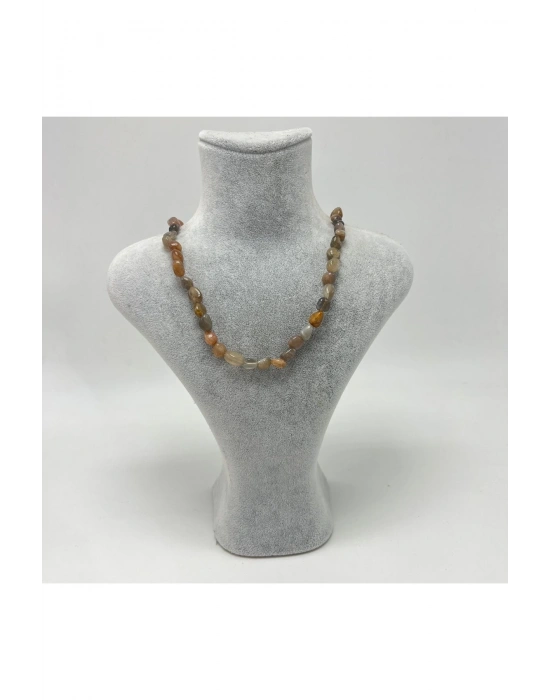 Sertifikalı Güneş Taşı Natural Kesim Makrome Doğal Taş Kolye Ayarlanabilir Ölçü