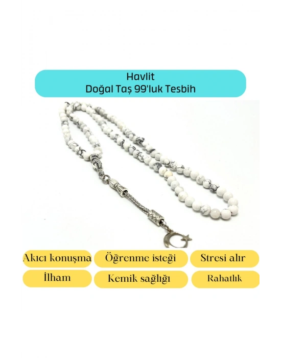 Sertifikalı Havlit  6mm 99luk Doğal Taş Tesbih