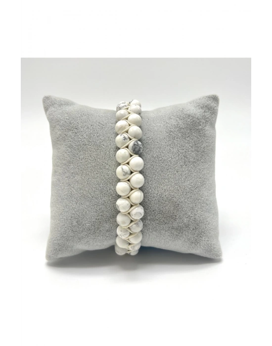 SERTİFİKALI Havlit Çift Sıra Doğal Taş Makrome Bileklik Ayarlanabilir Ölçü