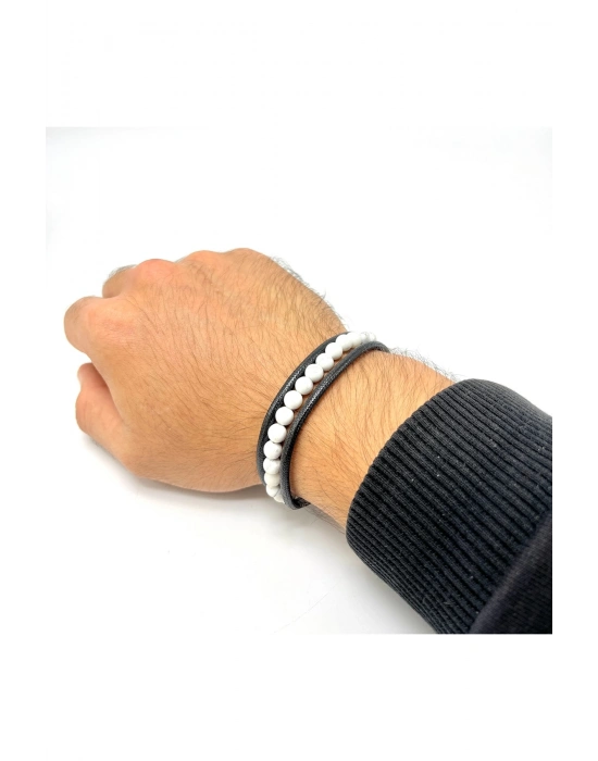 Sertifikalı Havlit Doğal Taş Erkek Bileklik Mıknatıslı Kilit