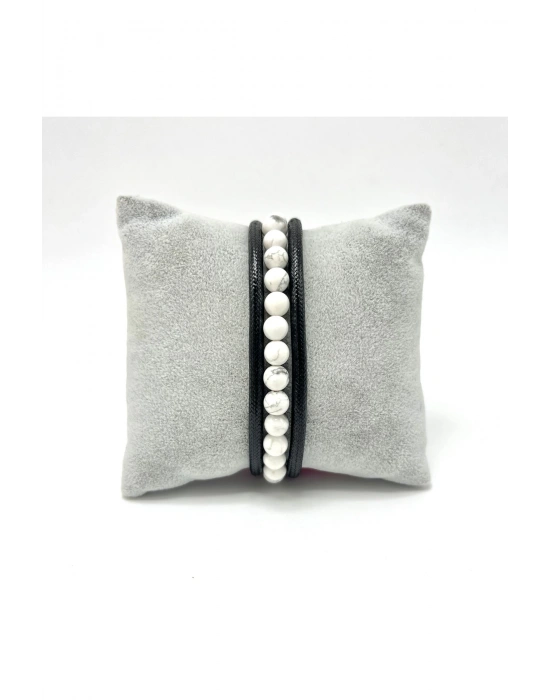 Sertifikalı Havlit Doğal Taş Erkek Bileklik Mıknatıslı Kilit