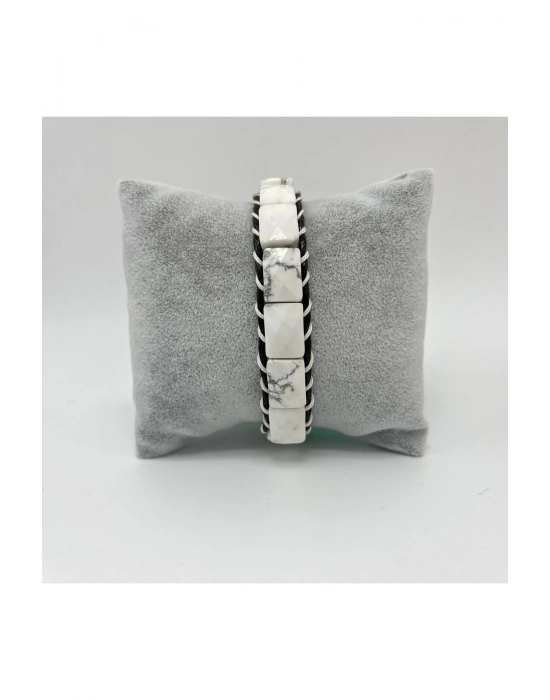 Sertifikalı Havlit Kilit Kapama Roleks Doğal Taş Deri Bileklik