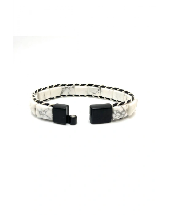 Sertifikalı Havlit Kilit Kapama Roleks Doğal Taş Deri Bileklik