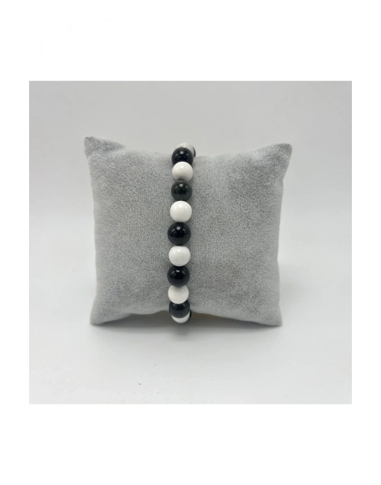 Sertifikalı Havlit Obsidyen Doğal Taş Misinalı Bileklik 8mm