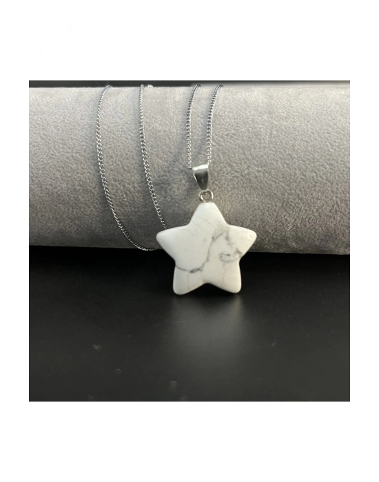 Sertifikalı Havlit Yıldız Model Doğal Taş Kolye (KARARMAMA GARANTİLİ)