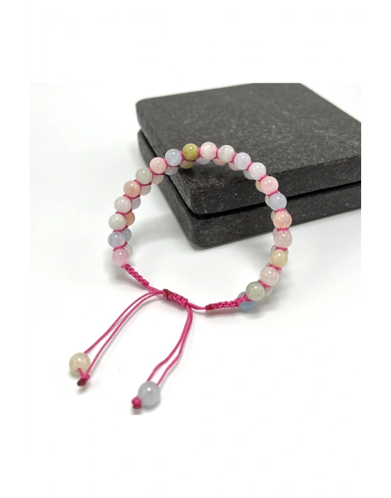 SERTİFİKALI Helkum Çift Sıra Doğal Taş Makrome Bileklik Ayarlanabilir Ölçü