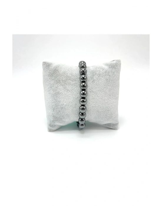 Sertifikalı Hematit 8mm Elastik Misinalı Doğal Taş Bileklik