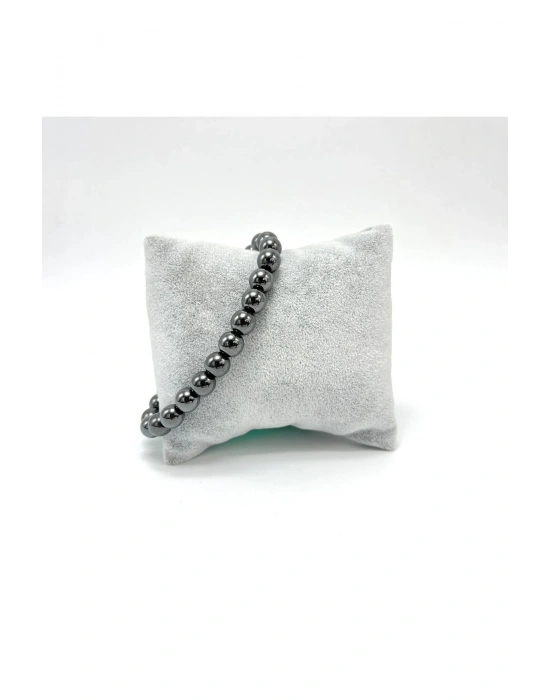 Sertifikalı Hematit 8mm Elastik Misinalı Doğal Taş Bileklik