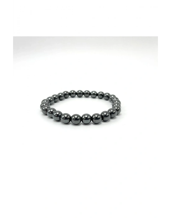 Sertifikalı Hematit 8mm Elastik Misinalı Doğal Taş Bileklik