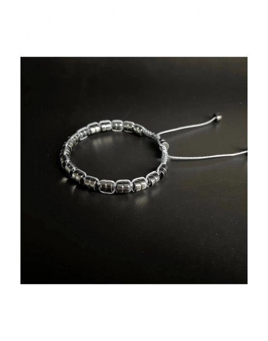 SERTİFİKALI Hematit Ayarlanabilir Ölçü Unisex Doğal Taş Bileklik