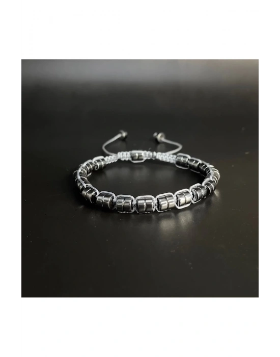 SERTİFİKALI Hematit Ayarlanabilir Ölçü Unisex Doğal Taş Bileklik