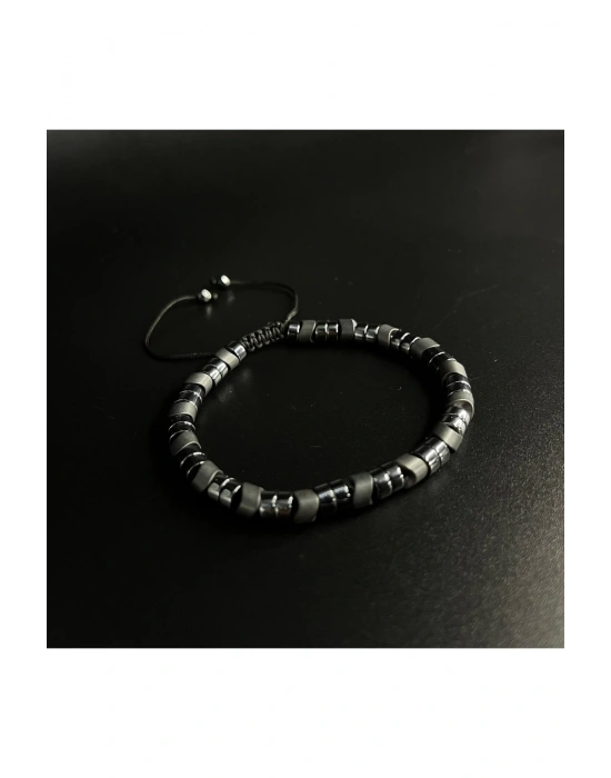 SERTİFİKALI Hematit Ayarlanabilir Ölçü Unisex Doğal Taş Bileklik