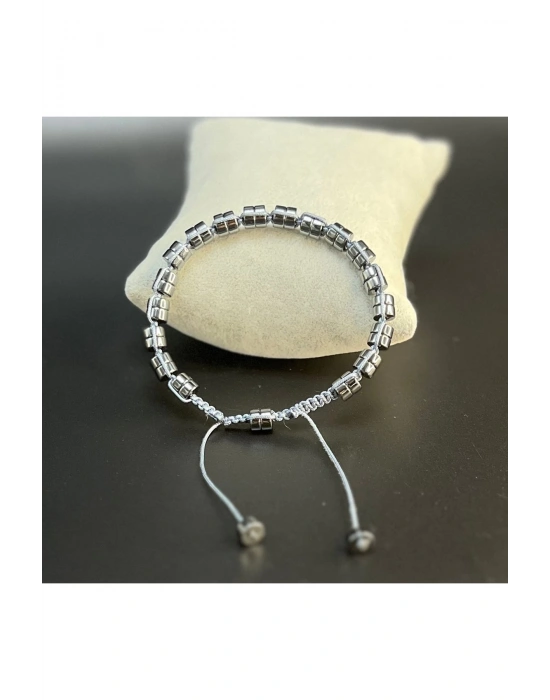 SERTİFİKALI Hematit Ayarlanabilir Ölçü Unisex Doğal Taş Bileklik