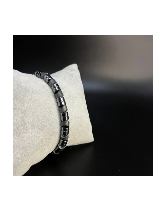 SERTİFİKALI Hematit Ayarlanabilir Ölçü Unisex Doğal Taş Bileklik