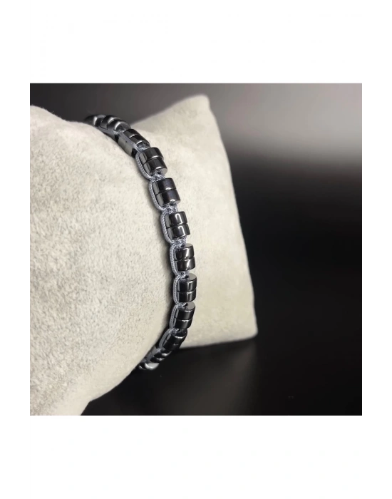 SERTİFİKALI Hematit Ayarlanabilir Ölçü Unisex Doğal Taş Bileklik