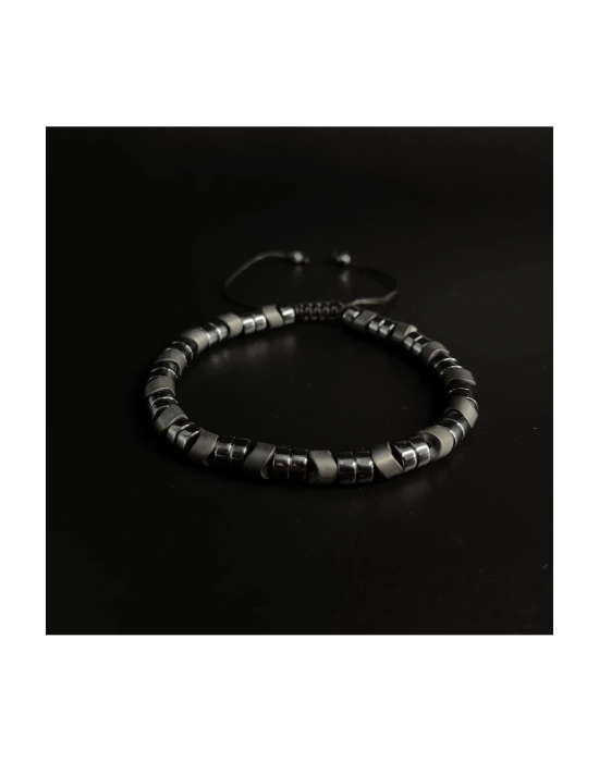 SERTİFİKALI Hematit Ayarlanabilir Ölçü Unisex Doğal Taş Bileklik