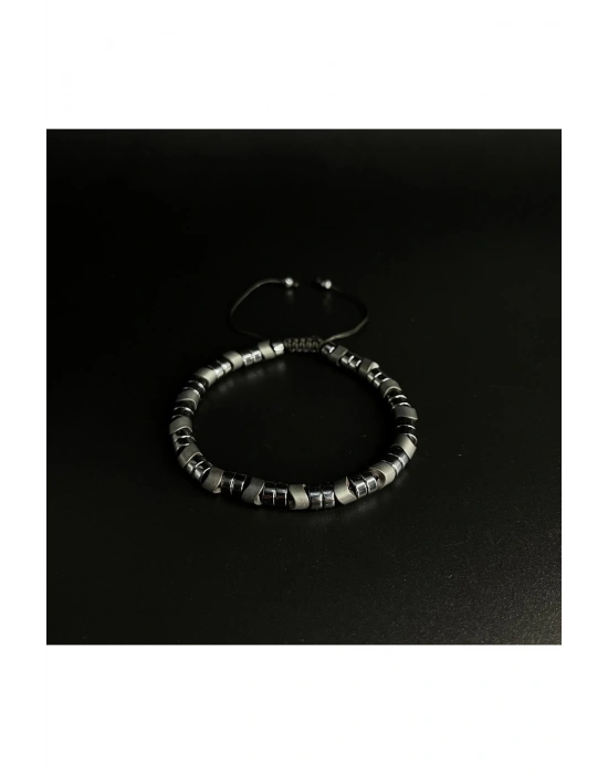SERTİFİKALI Hematit Ayarlanabilir Ölçü Unisex Doğal Taş Bileklik