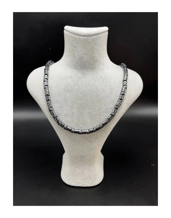 SERTİFİKALI Hematit Ayarlanabilir Ölçü Unisex Doğal Taş Kolye 55 cm ve üzeri