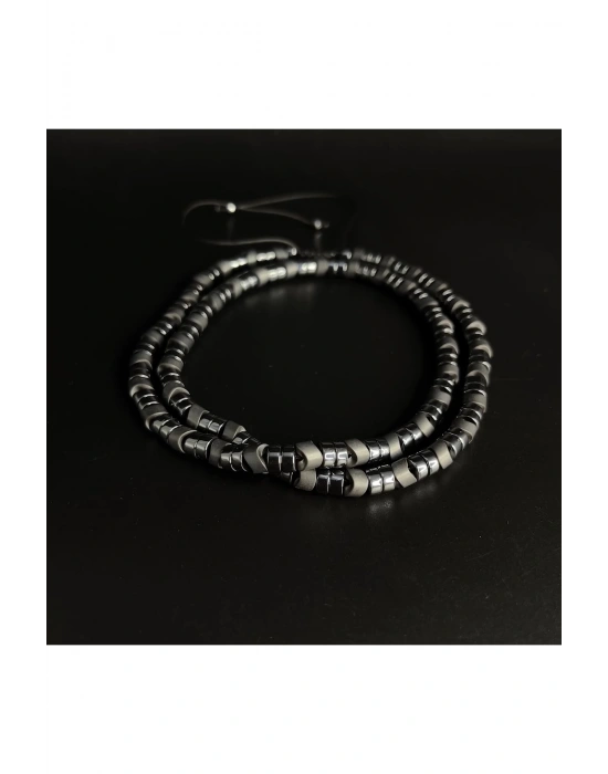 SERTİFİKALI Hematit Ayarlanabilir Ölçü Unisex Doğal Taş Kolye 55 cm ve üzeri