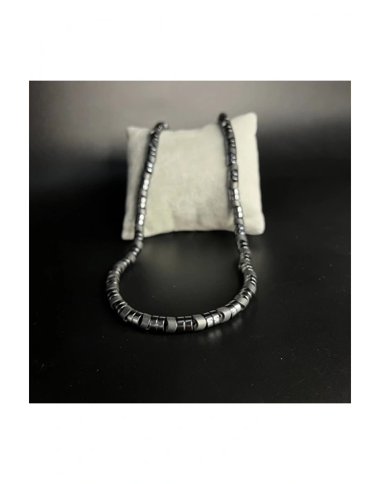 SERTİFİKALI Hematit Ayarlanabilir Ölçü Unisex Doğal Taş Kolye 55 cm ve üzeri