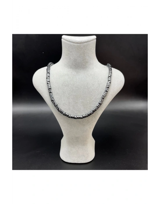 SERTİFİKALI Hematit Ayarlanabilir Ölçü Unisex Doğal Taş Kolye 55 cm ve üzeri