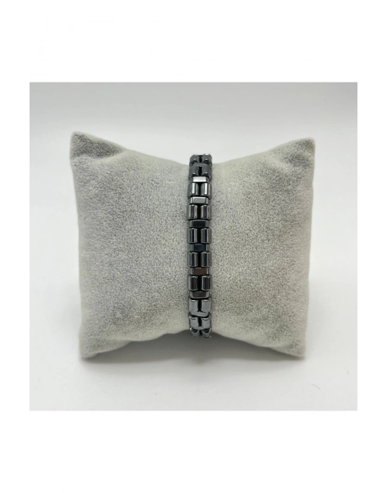 SERTİFİKALI Hematit Doğal Taş Makrome Özel Tasarım Doğal Taş Bileklik Ayarlanabilir Ölçü