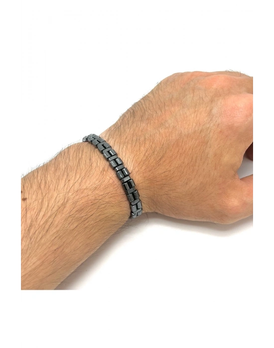 SERTİFİKALI Hematit Doğal Taş Makrome Özel Tasarım Doğal Taş Bileklik Ayarlanabilir Ölçü