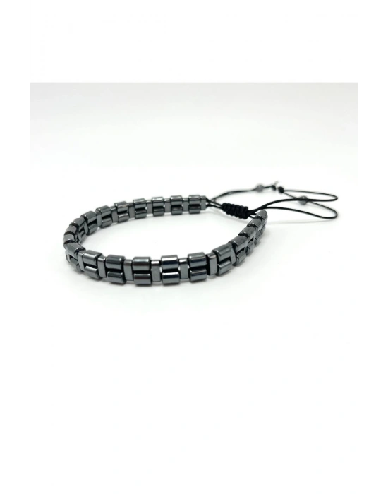 SERTİFİKALI Hematit Doğal Taş Makrome Özel Tasarım Doğal Taş Bileklik Ayarlanabilir Ölçü