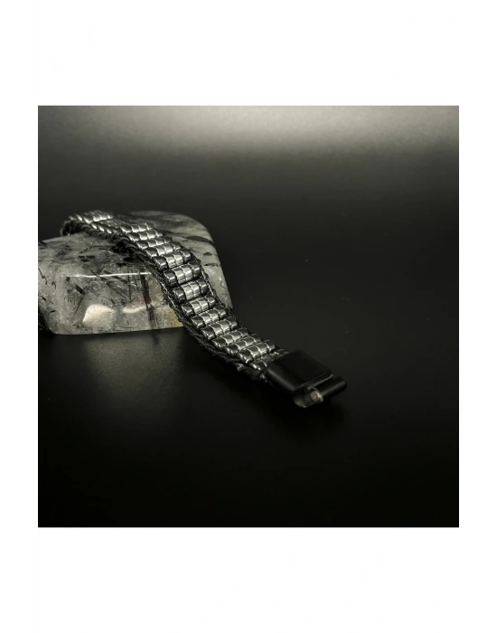 Sertifikalı Hematit Doğal Taş Tasarım Erkek Bileklik