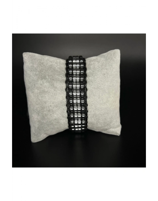 Sertifikalı Hematit Doğal Taş Tasarım Erkek Bileklik