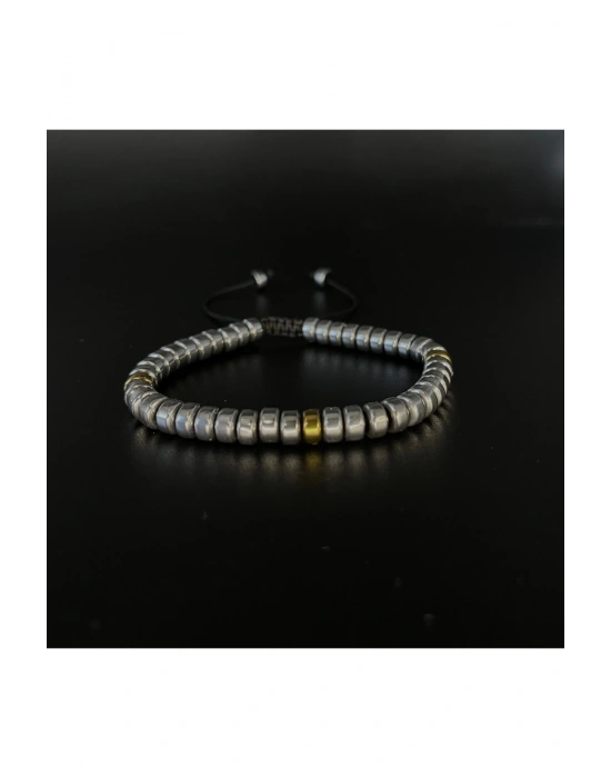 Sertifikalı Hematit Makrome Doğal Taş Bİleklik Ayarlanabilir Ölçü