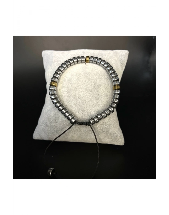 Sertifikalı Hematit Makrome Doğal Taş Bİleklik Ayarlanabilir Ölçü