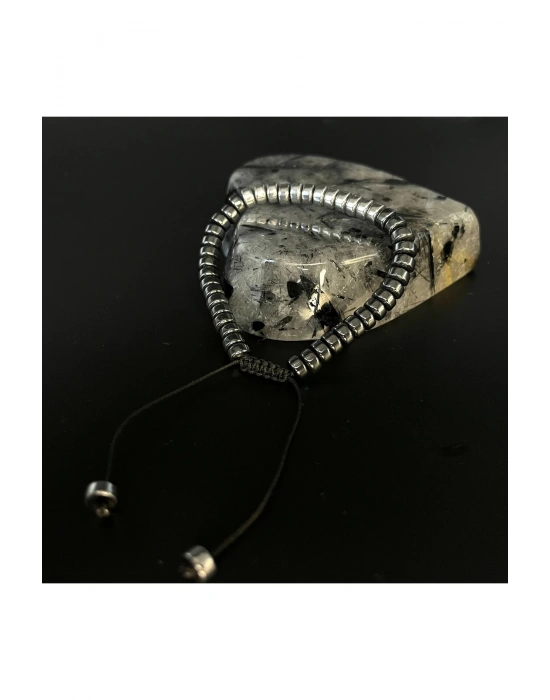 Sertifikalı Hematit Makrome Doğal Taş BİleklikAyarlanabilir Ölçü