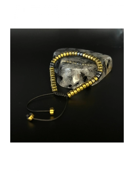 Sertifikalı Hematit Makrome Doğal Taş BİleklikAyarlanabilir Ölçü