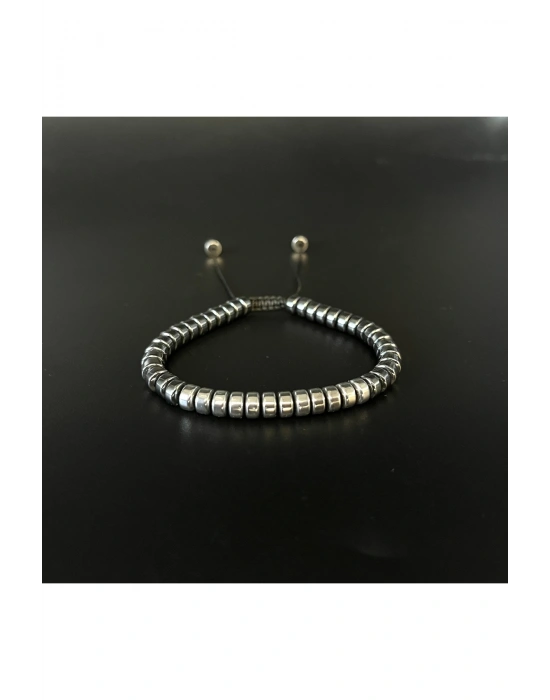 Sertifikalı Hematit Makrome Doğal Taş BİleklikAyarlanabilir Ölçü