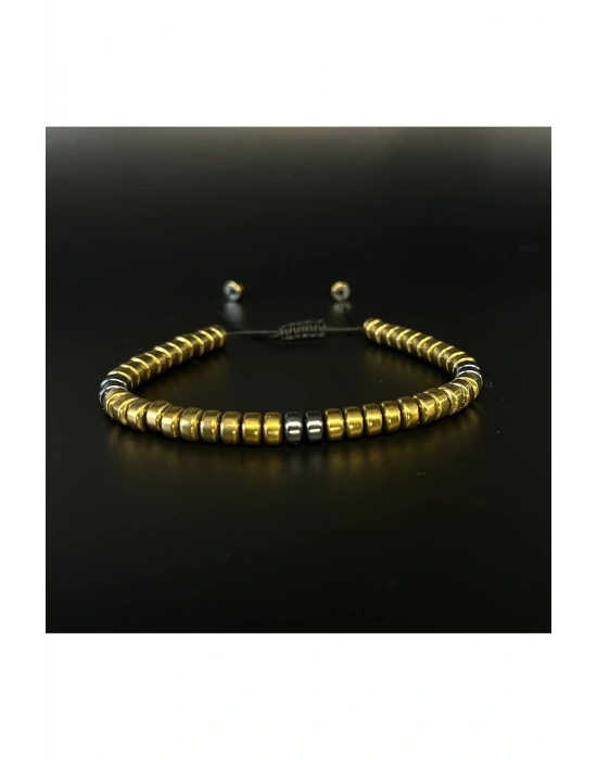 Sertifikalı Hematit Makrome Doğal Taş BİleklikAyarlanabilir Ölçü