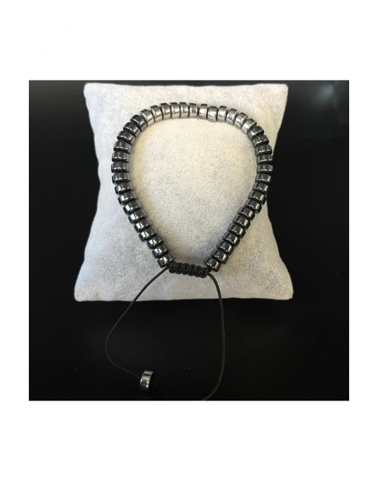 Sertifikalı Hematit Makrome Doğal Taş BİleklikAyarlanabilir Ölçü