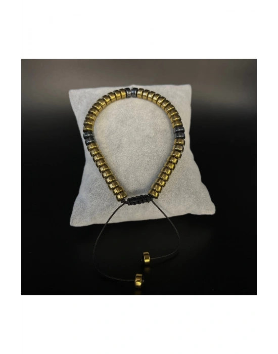 Sertifikalı Hematit Makrome Doğal Taş BİleklikAyarlanabilir Ölçü