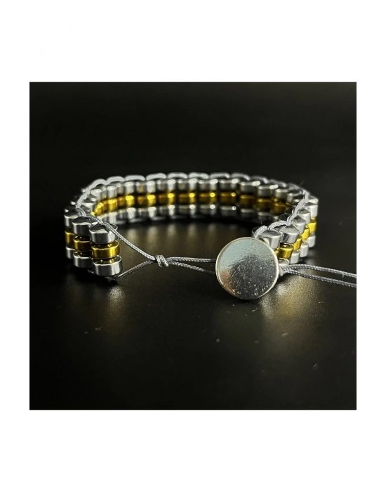 Sertifikalı Hematit Özel Tasarım Doğal Taş Ayarlanabilir Bileklik