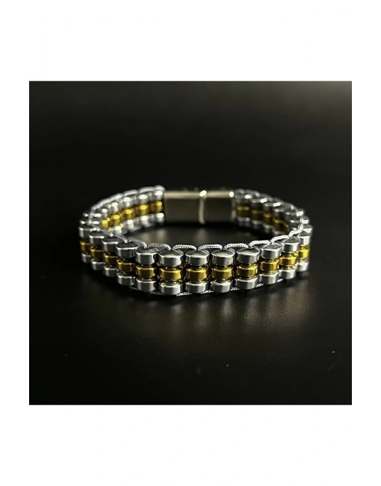 Sertifikalı Hematit Özel Tasarım Paslanmaz Kararmaz Çelik Kapama Unisex Doğal Taş Bileklik