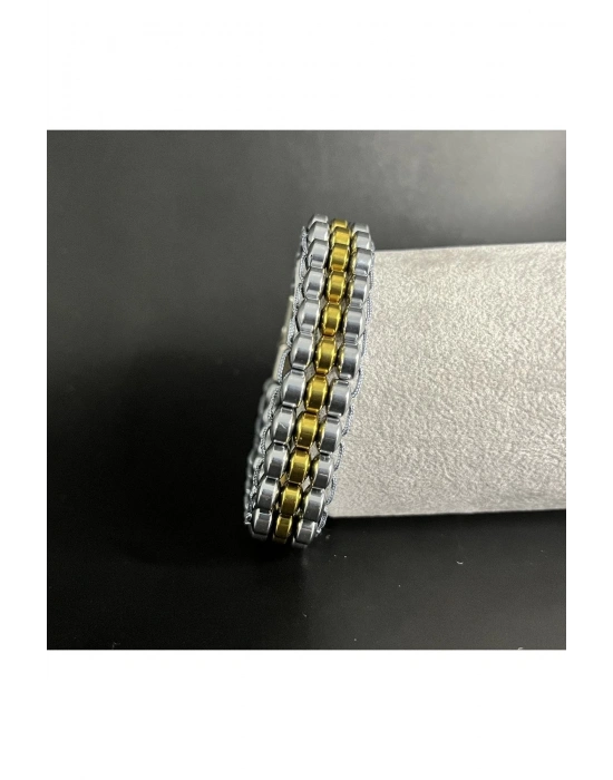 Sertifikalı Hematit Özel Tasarım Paslanmaz Kararmaz Çelik Kapama Unisex Doğal Taş Bileklik