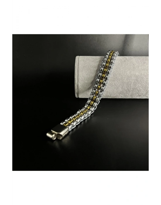 Sertifikalı Hematit Özel Tasarım Paslanmaz Kararmaz Çelik Kapama Unisex Doğal Taş Bileklik