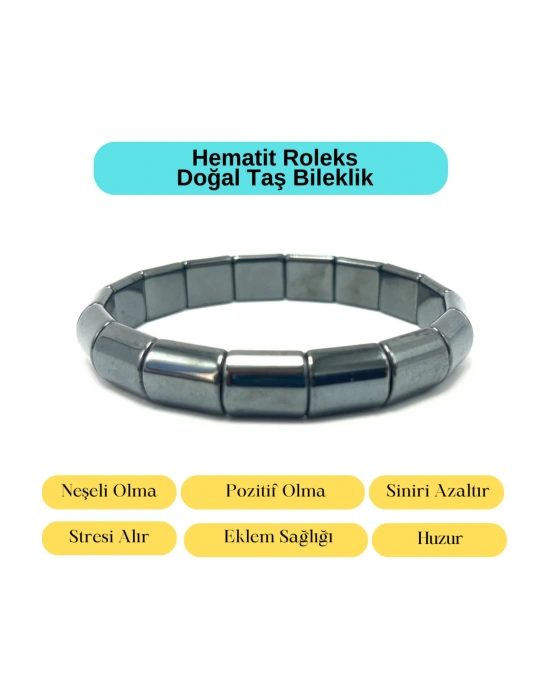 Sertifikalı Hematit Roleks Kesim Doğal Taş Bileklik