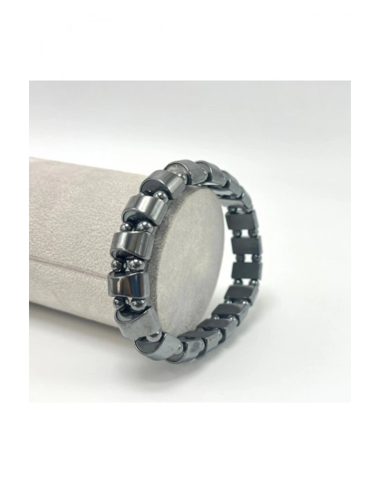 Sertifikalı Hematit Roleks Kesim ve 6mm Doğal Taş Bileklik