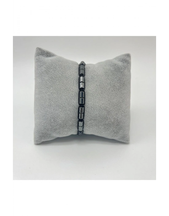 Sertifikalı Hematit Slim Model Makrome Doğal Taş Bileklik