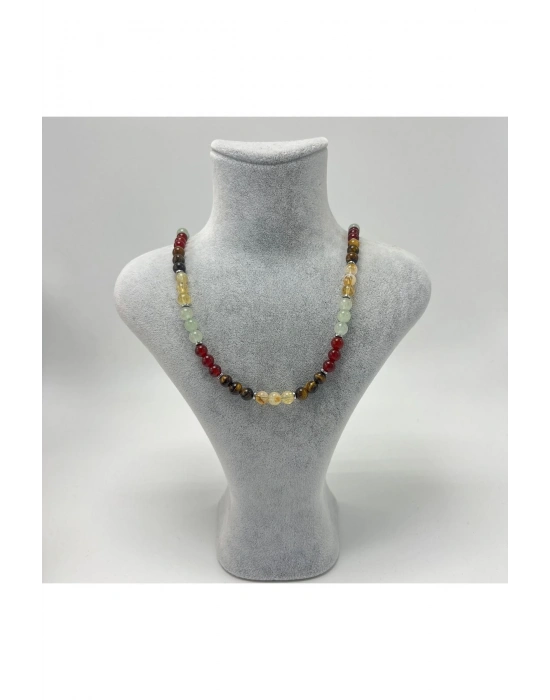 SERTİFİKALI İkizler Burcu 6mm 925 Ayar Gümüş Doğal Taş Kolye 55 cm