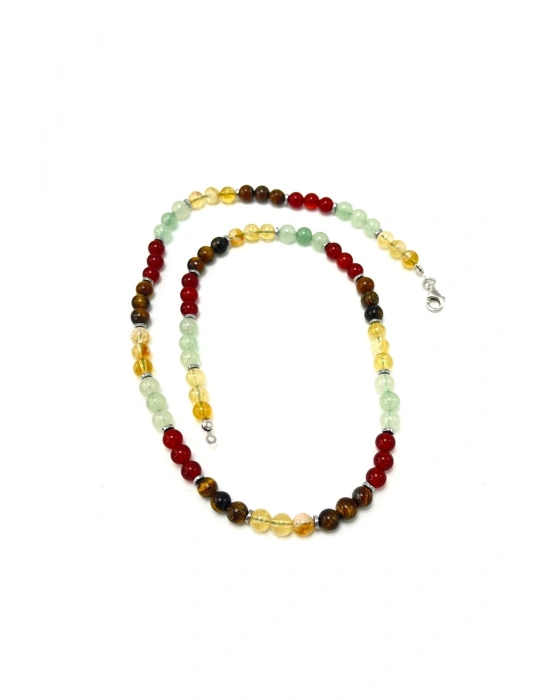 SERTİFİKALI İkizler Burcu 6mm 925 Ayar Gümüş Doğal Taş Kolye 55 cm