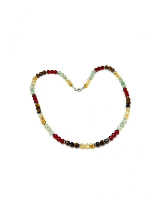 SERTİFİKALI İkizler Burcu 6mm 925 Ayar Gümüş Doğal Taş Kolye 55 cm