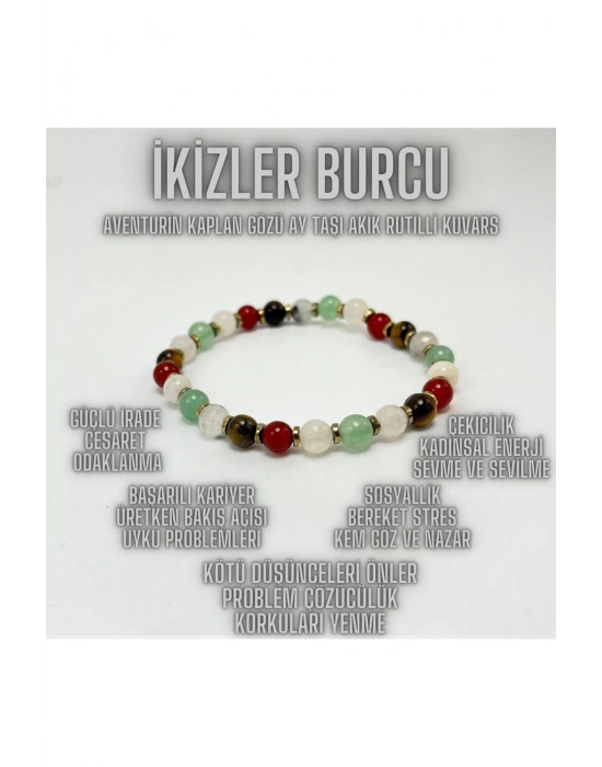 SERTİFİKALI İKİZLER BURCU DOĞAL TAŞ BİLEKLİK 6mm